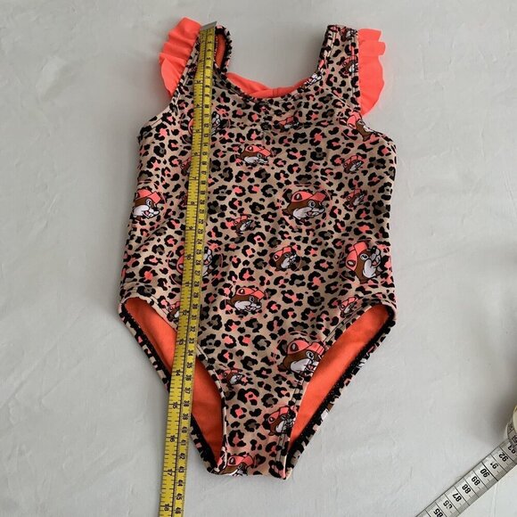 Buc-ees Leopard Animal Print Swimsuit Size 2T One Piece Ruffle Sleeve - Picture 3 of 7